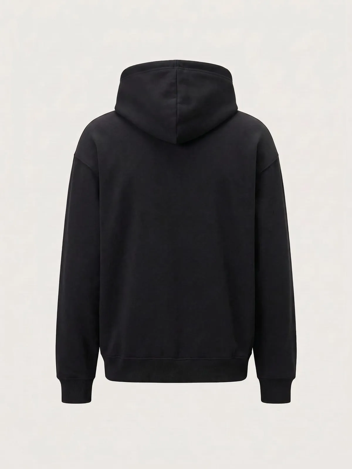 Espalda de la sudadera con capucha negra de The Vibe, lisa