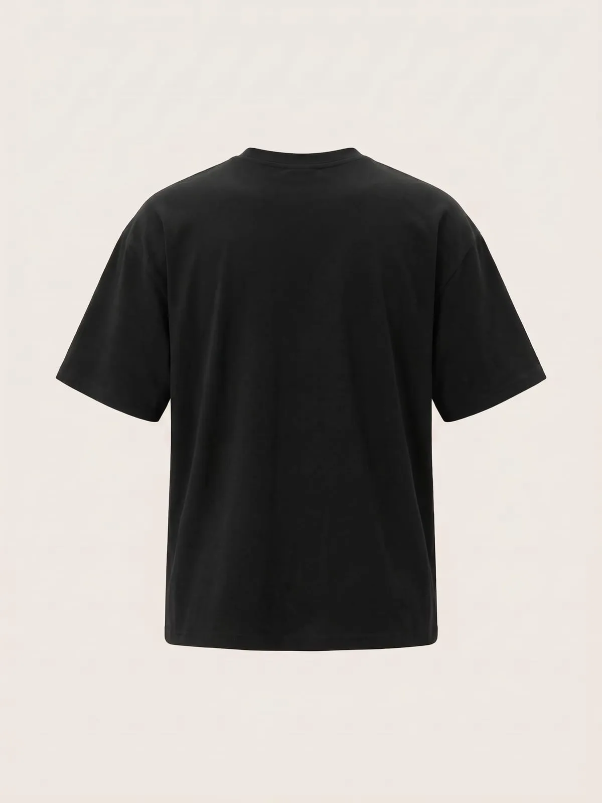 Espalda de la camiseta negra de The Vibe, lisa
