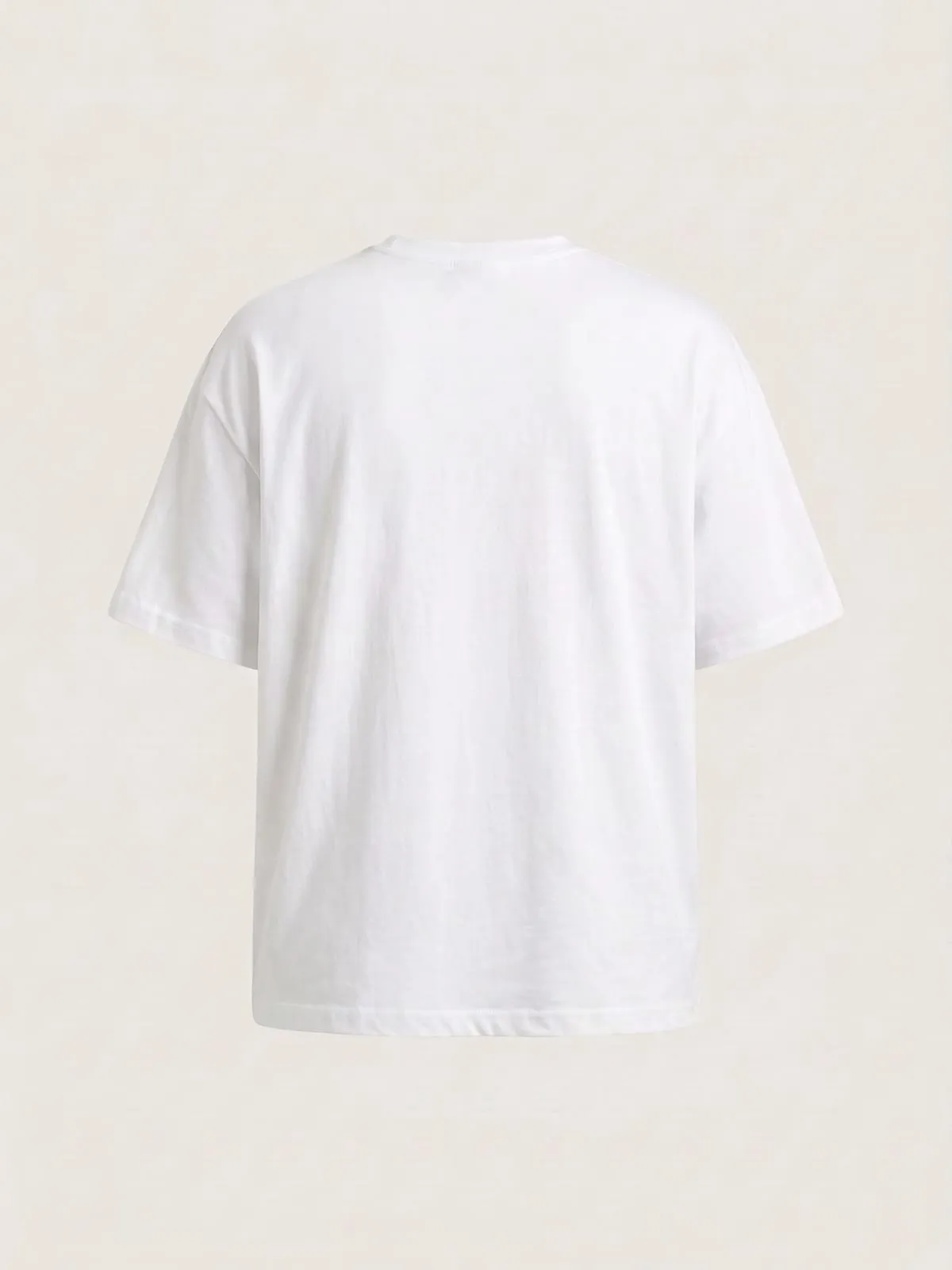 Espalda de la camiseta blanca de The Vibe, lisa